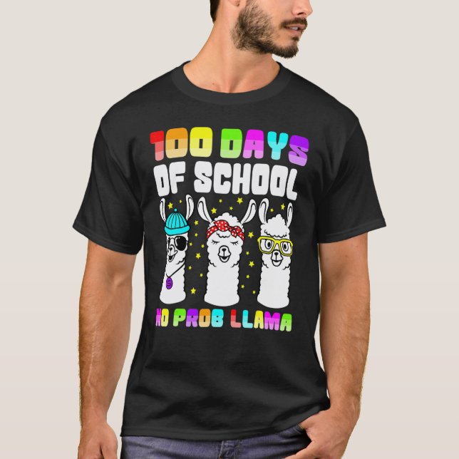 T-shirt Pas De Probllama 100 Jours D'école Professeurs LLa (Devant)