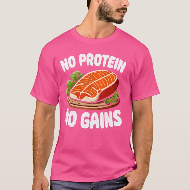 T-shirt Pas de protéines Pas de gains Poids Lifting (Devant)