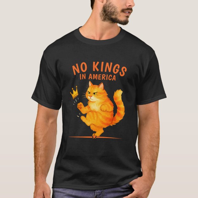 T-shirt Pas de rois en Amérique  Conception de chat politi (Devant)