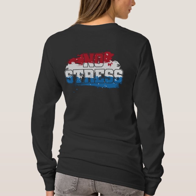 T-shirt Pas de stress - Rouge Blanc Bleu Positif Esprit (Dos)