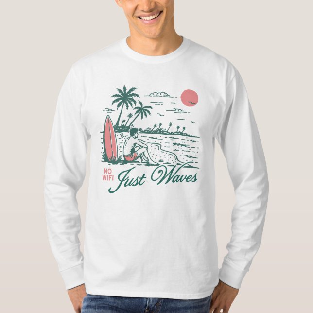T-shirt Pas de Wifi, juste des vagues (Devant)
