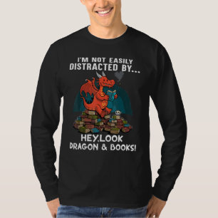 T-shirt Pas Facilement Distrait Hé Regarde Dragon Et Livre