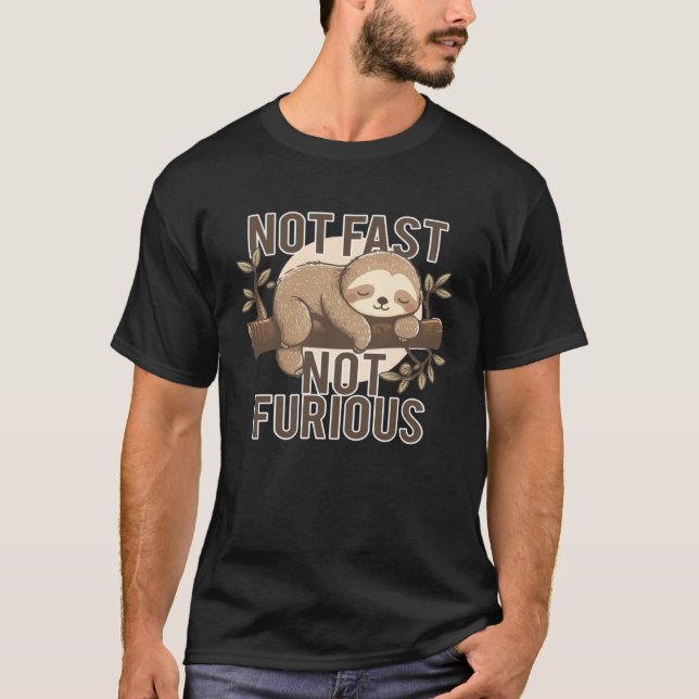 T-shirt pas rapide pas furieux équipe de course de paresse (Devant)