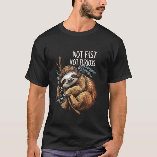 T-shirt Pas Rapide Pas Furieux Mignonne Lazy Sleeping Funn (Devant)