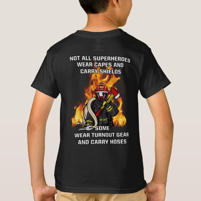 T-shirt Pas tous les super-héros...pompier (Dos)
