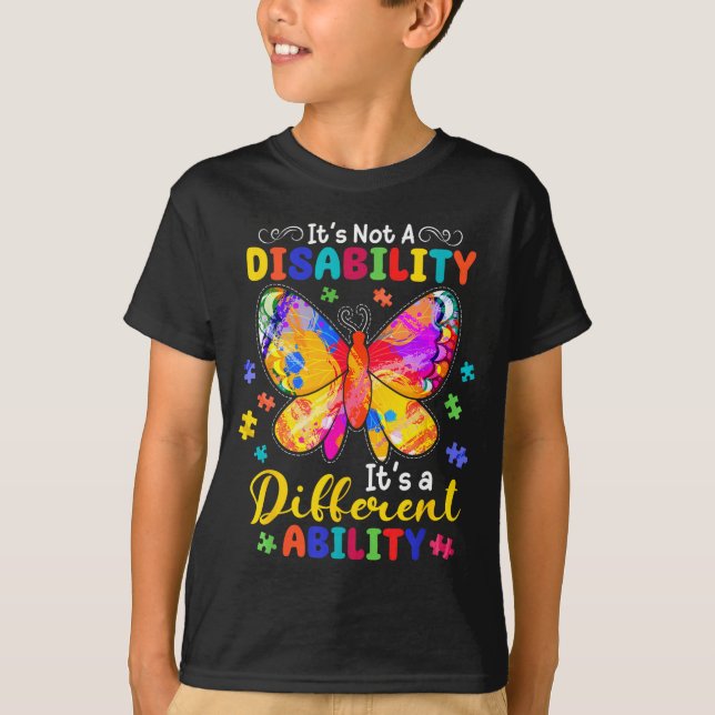 T-shirt Pas un handicap, une capacité différente papillon (Devant)