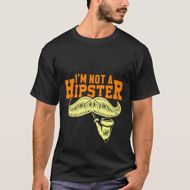 T-shirt Pas une moustache de hipster fumeur de pipe Hippie (Devant)