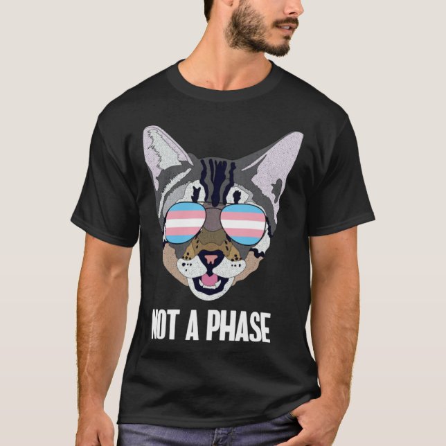 T-shirt Pas une phase  Chat Fierté trans (Devant)