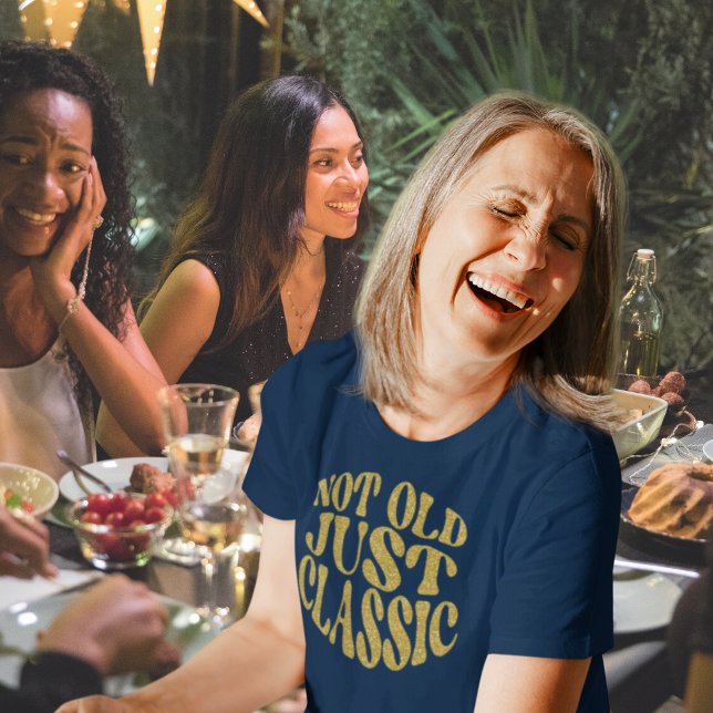 T-shirt Pas Vieux Classique Parties scintillant Or Rétro A (Créateur téléchargé)