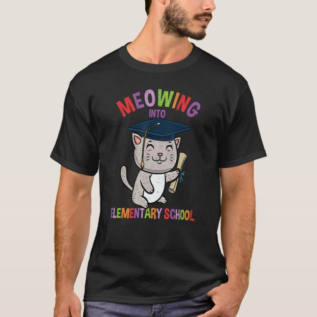 T-shirt Passer À L'École Primaire Chat Retour À L'École (Devant)