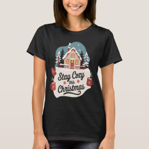 T-shirt Passez un Noël au Chaud Cottage Festif d'Hiver