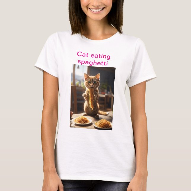 T-shirt "Pasta Paws : Cat Manger Spaghetti T-shirt" (Devant)