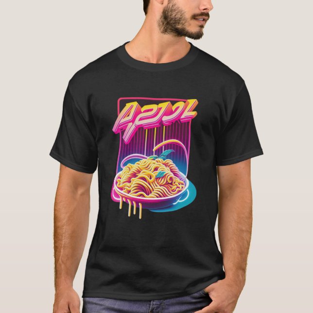 T-shirt Pasta Synthwave 80s Rétrowave esthétique (Devant)