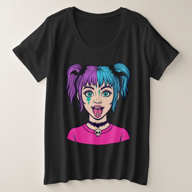 T-Shirt pastel de fille mignonne de style dessin a (Design devant)