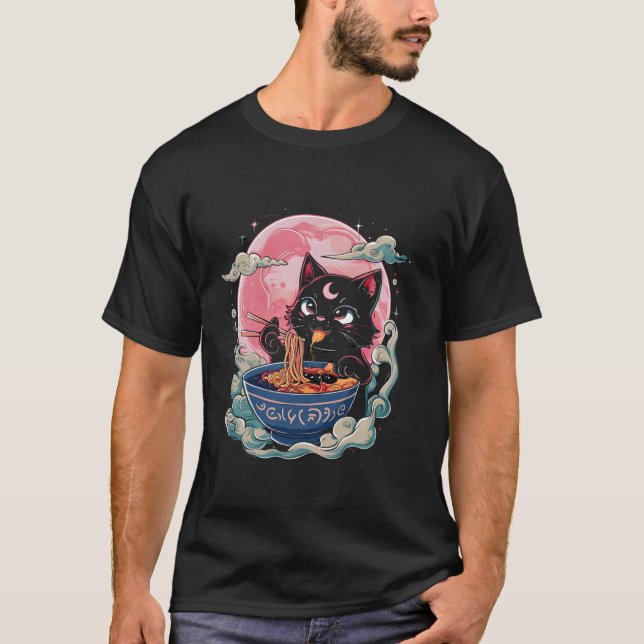 T-shirt Pastel Goth Aesthetic Kawaii Creepy Cat Eating Ram (Devant)