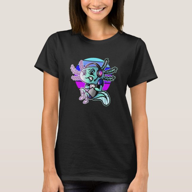 T-shirt Pastel Goth Axolotl Vidéo Gamer Pc Vidéo Jouer (Devant)