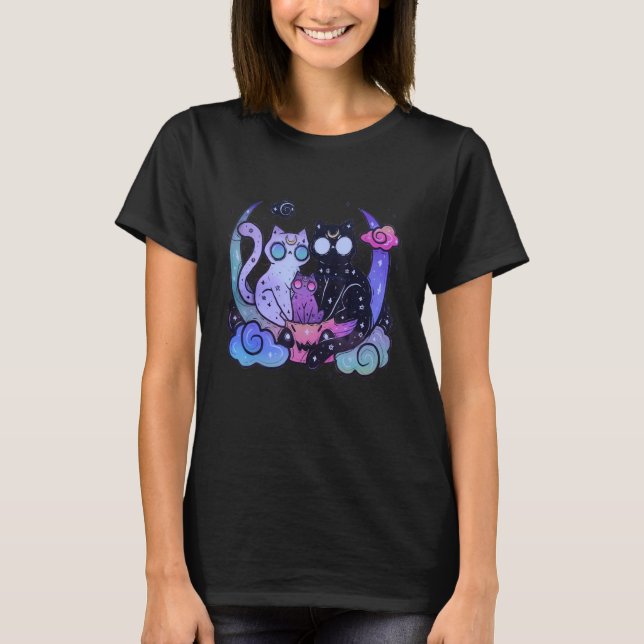 T-shirt Pastel Goth Chat esthétique Tee Alien Déplaisant L (Devant)