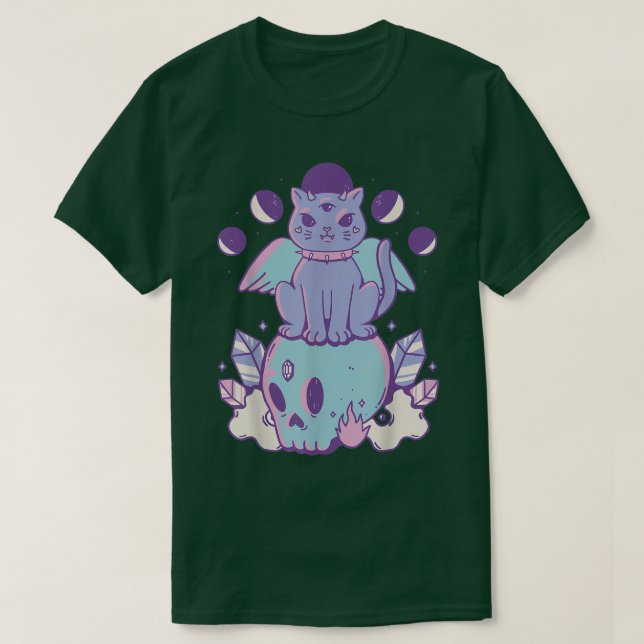 T-shirt Pastel goth chat sur le squelette du crâne Crâne m (Design devant)