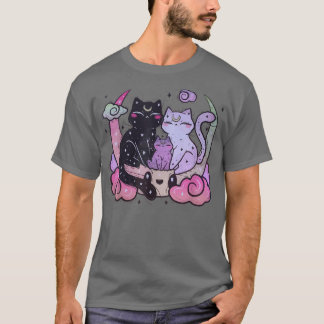 T-shirt Pastel Goth Clothing Creepy CAt Family on Moon