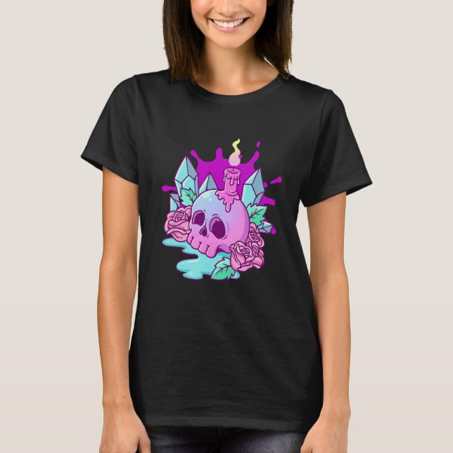 T-shirt Pastel Goth Crâne Déplaisant (Devant)