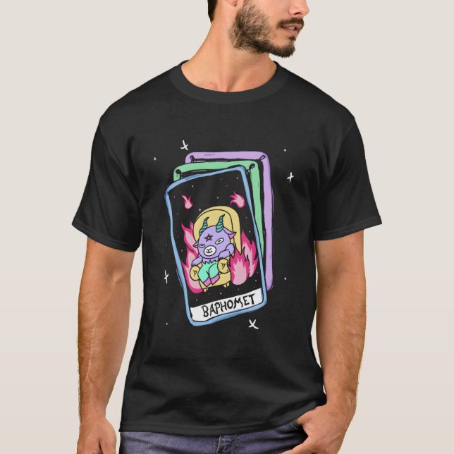 T-shirt Pastel Goth Creepy Kawaii Creepy Tarot Card Baphom (Devant)