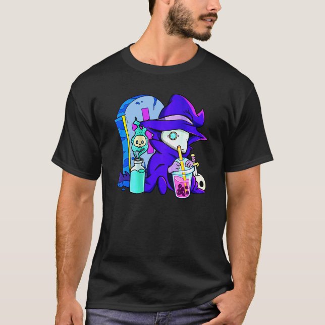 T-shirt Pastel Goth Cute Creepy Plague Doctor Boba Bubble  (Devant)