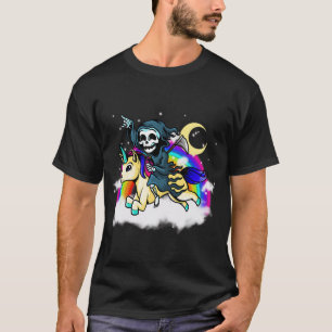 T-shirt Pastel Goth Esthétique Grim Reaper Unicorne Ride S