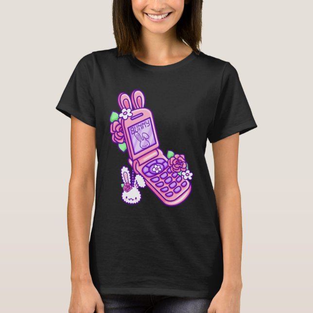 T-shirt Pastel Goth Flip Phone Vampire Bunny Y2K Aesthetic (Devant)