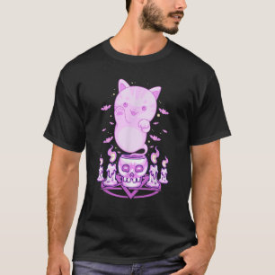 T-shirt Pastel Goth Ghost Chat Boo Halloween Kitten Aesthe