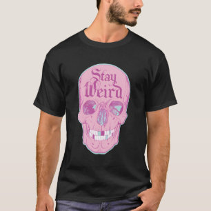 T-shirt Pastel Goth Girl Restez Étrange Emo Crâne Rose Pou