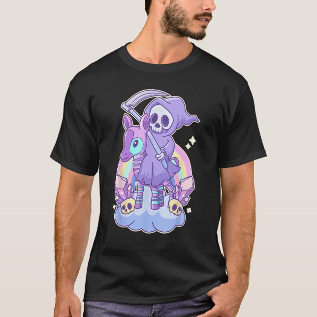 T-shirt Pastel Goth Grim Reaper On Okapi (Devant)