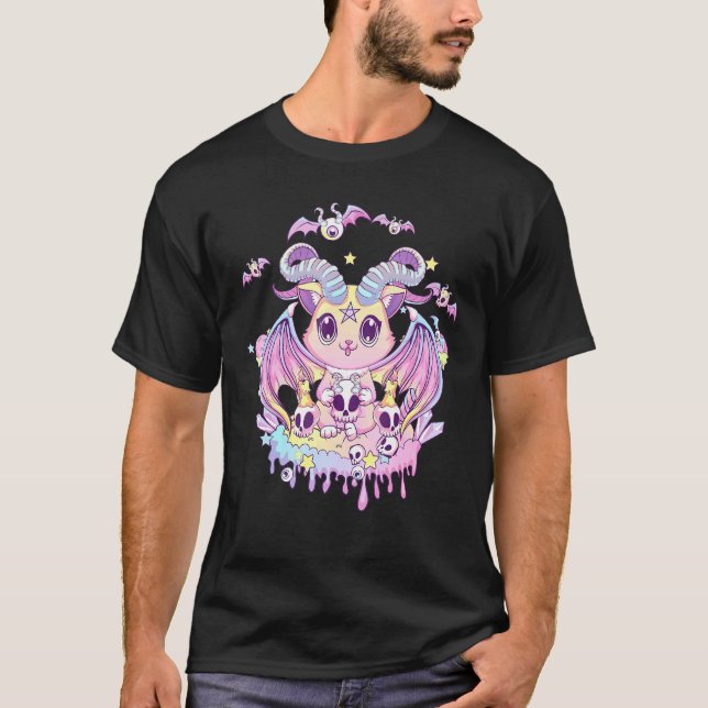 T-shirt Pastel Goth Krampus Cat Cute Déplaisant Devil Cat (Devant)