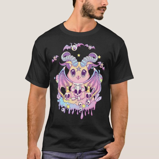 T-shirt Pastel Goth Krampus Cat Cute Déplaisant Devil Cat (Devant)