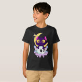 T-shirt Pastel Goth Moon Wiccan Animal Cat Crâne (Devant entier)