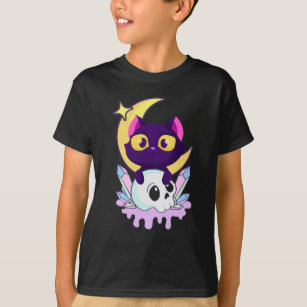T-shirt Pastel Goth Moon Wiccan Animal Cat Crâne