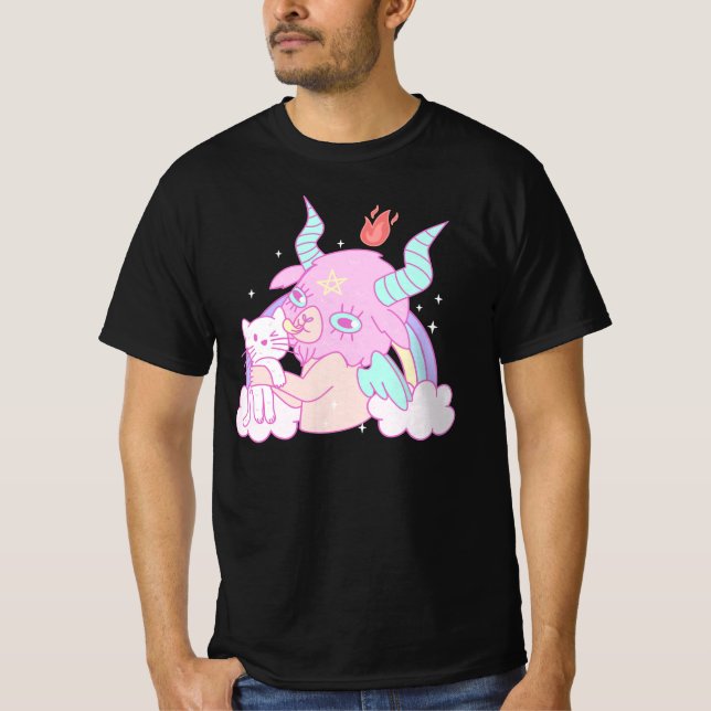 T-shirt Pastel Goth Nu Goth Baby Baphomet Kawaii (Devant)