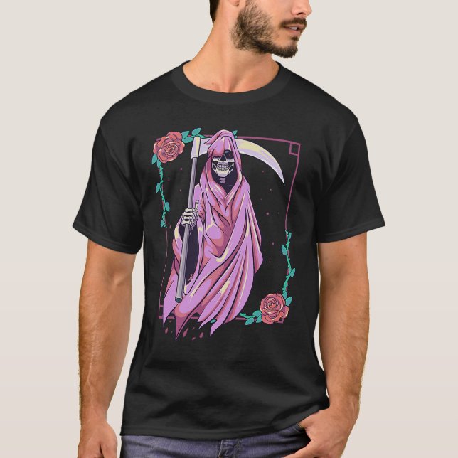 T-shirt Pastel Goth Occult Éffrayant Grim Reaper Ghost Tar (Devant)
