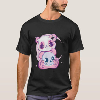 T-shirt Pastel Goth Panda And Skulls Creepy Anime Ga