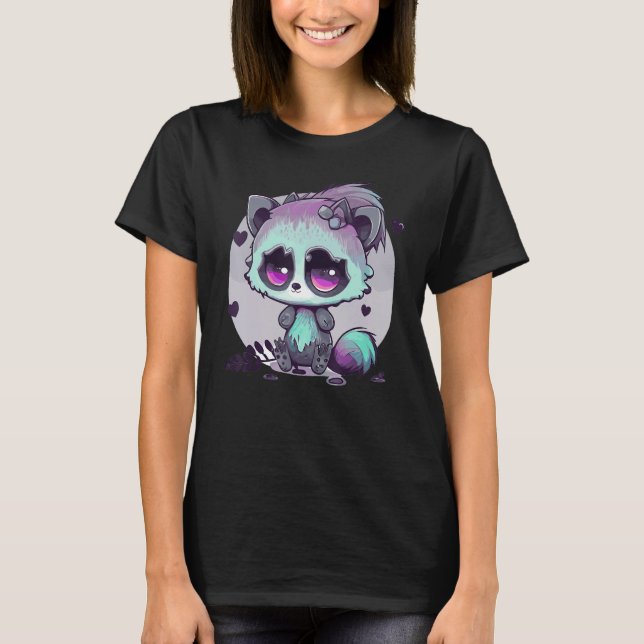 T-shirt Pastel Goth Raccoon Creepy Cute Menhera Gothic (Devant)