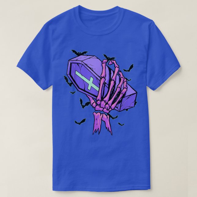 T-shirt Pastel Goth Skeleton Funérailles à la main Café Go (Design devant)