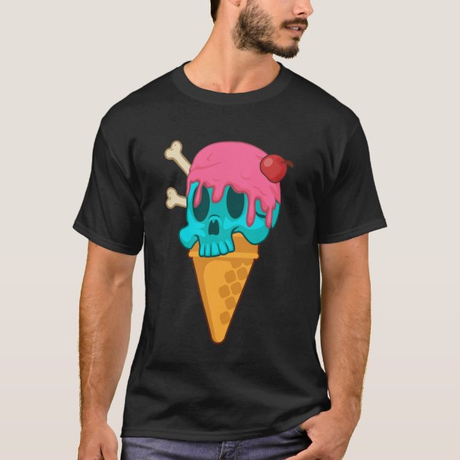 T-shirt Pastel Goth Skull Ice Cream Dessert Food Ice Cream (Devant)