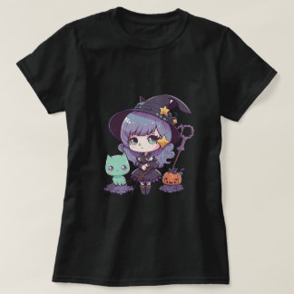 T-shirt Pastel Goth sorcière et chat Halloween Tee