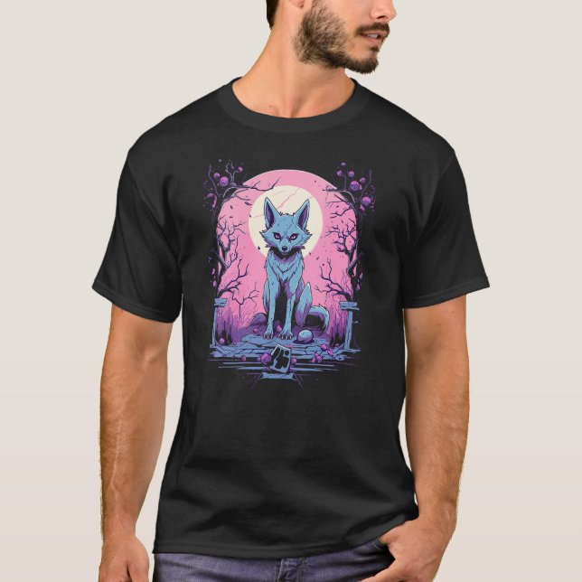 T-shirt Pastel Goth Wolf Kawaii Cute Creepy Halloween Anim (Devant)