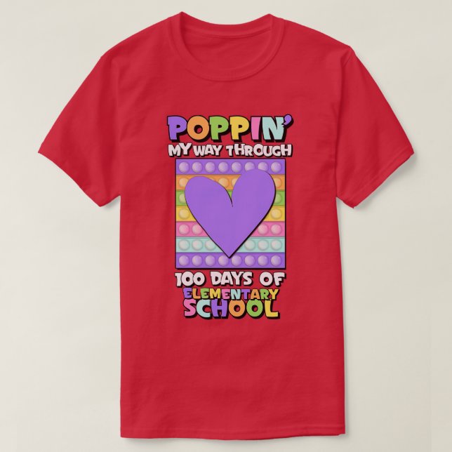 T-shirt Pastel Heart 100 jours d'école (Design devant)