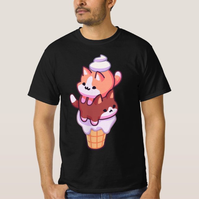 T-shirt Pastel Kawaii Ice Cream Kittens  (Devant)