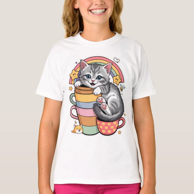 T-shirt Pastel Paps & Rainbow Sips Enfants Basic (Devant)