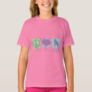 T-shirt Pastel Peace, Love, and Belgian Sheepdogs Child