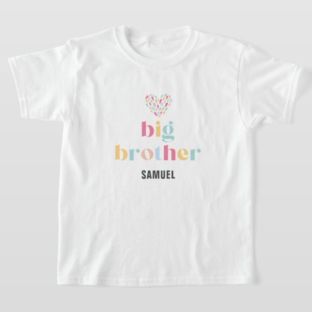 T-shirt Pastel Rainbow Colours Baby shower Big Brother (Poser)