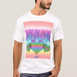 T-shirt Pastel Rainbow of Hearts & Love