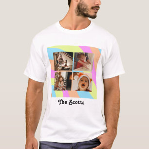 T-shirt Pastel Rainbow Personnalisable Texte et 4 Photos